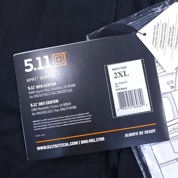5.11 Tactical Xprt Shirt Mens XXL Black Special Operators Cordura Long Sleeve - Picture 7 of 8